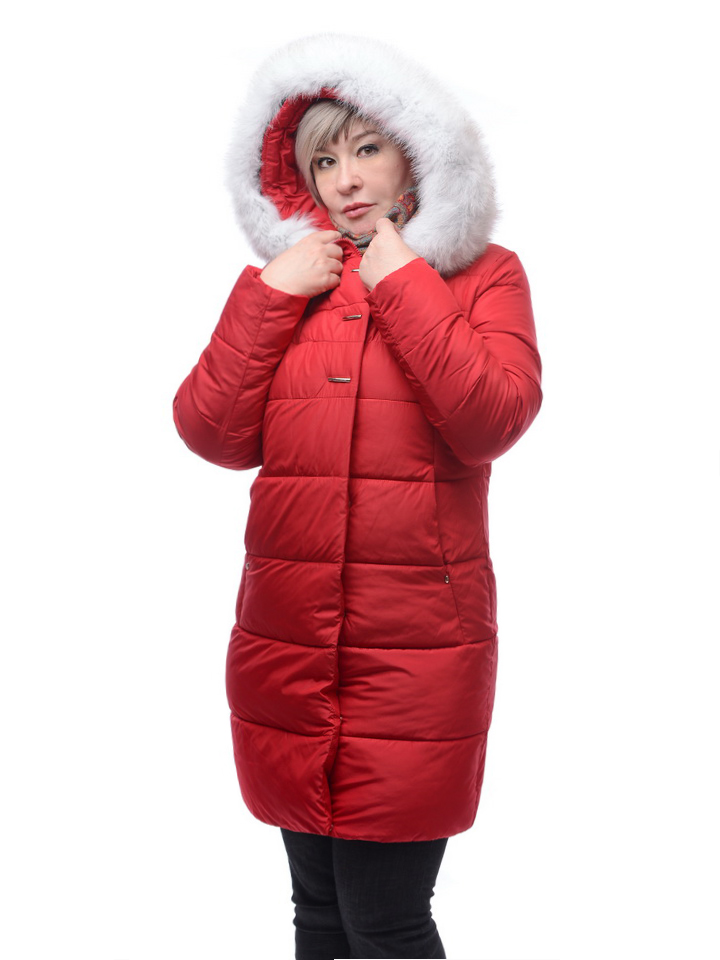 женское полупальто yuanlida на холлофайбере мех - белая лиса