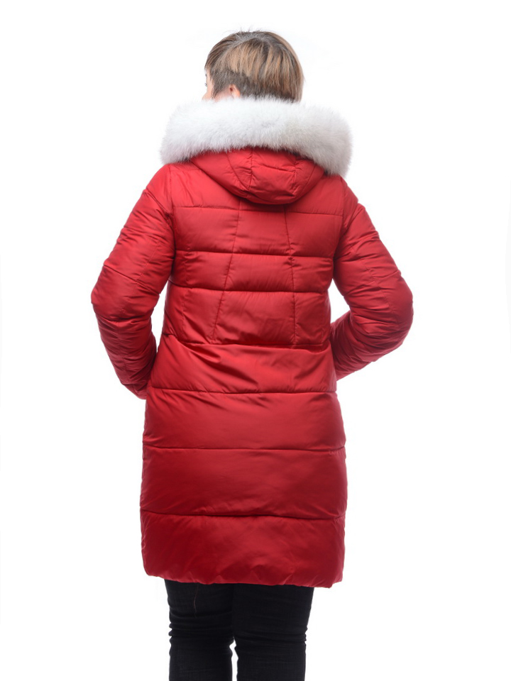 женское полупальто yuanlida на холлофайбере мех - белая лиса