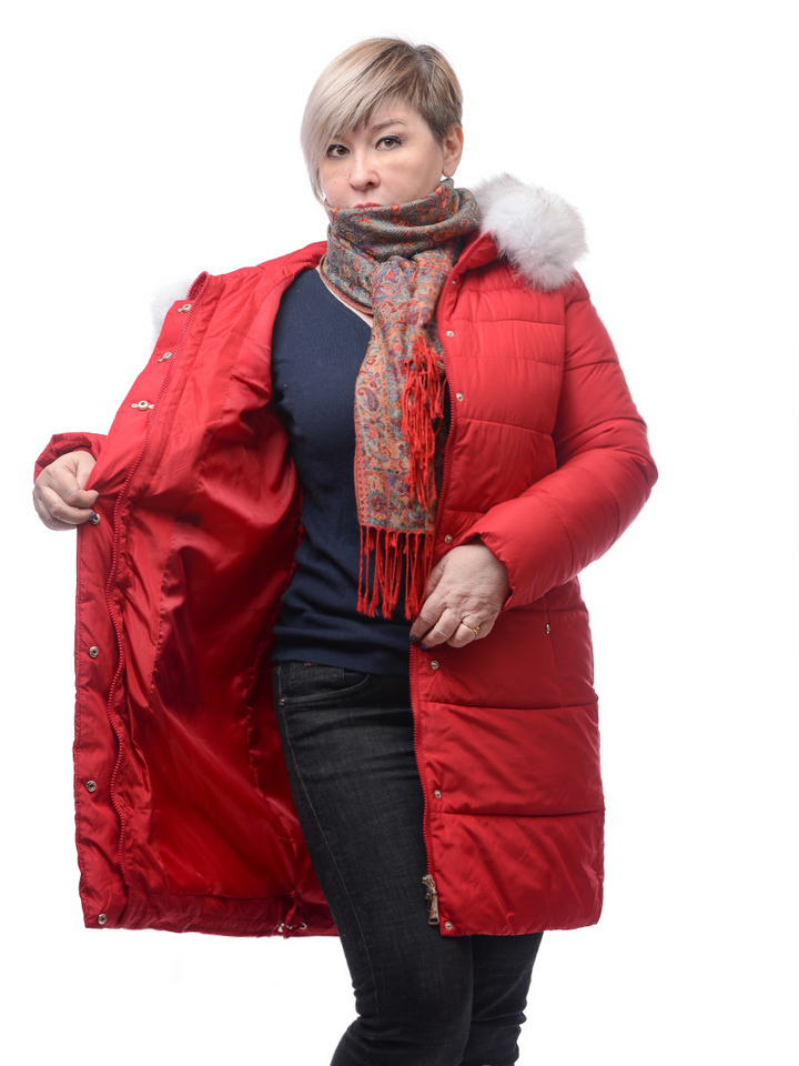 женское полупальто yuanlida на холлофайбере мех - белая лиса