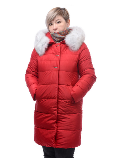 женское полупальто yuanlida на холлофайбере мех - белая лиса