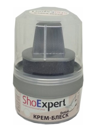 shoexpert крем-блеск банка с губкой белый 60 мл россия