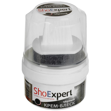 shoexpert крем-блеск банка с губкой черный 60 мл россия