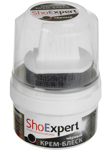 shoexpert крем-блеск банка с губкой черный 60 мл россия