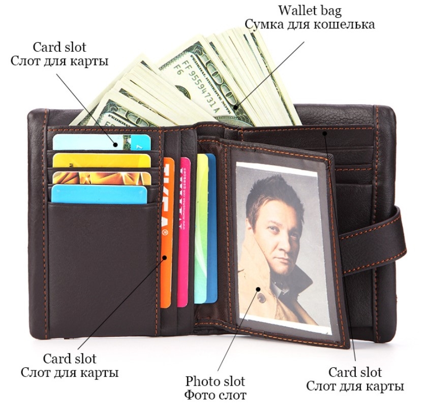 мужской кошелек   натуральная кожа корея