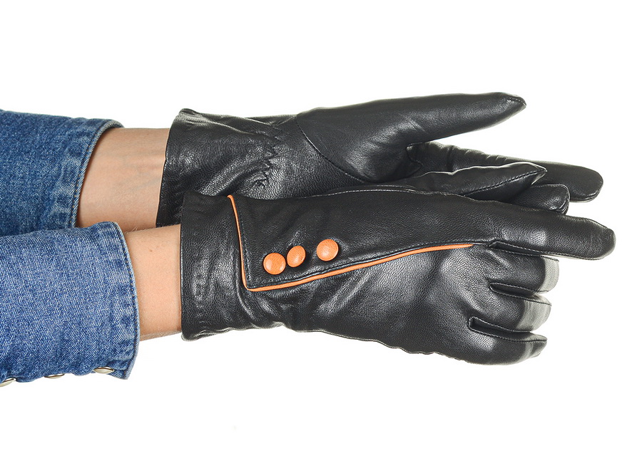 женские перчатки кожа ягненка / флис romika румыния