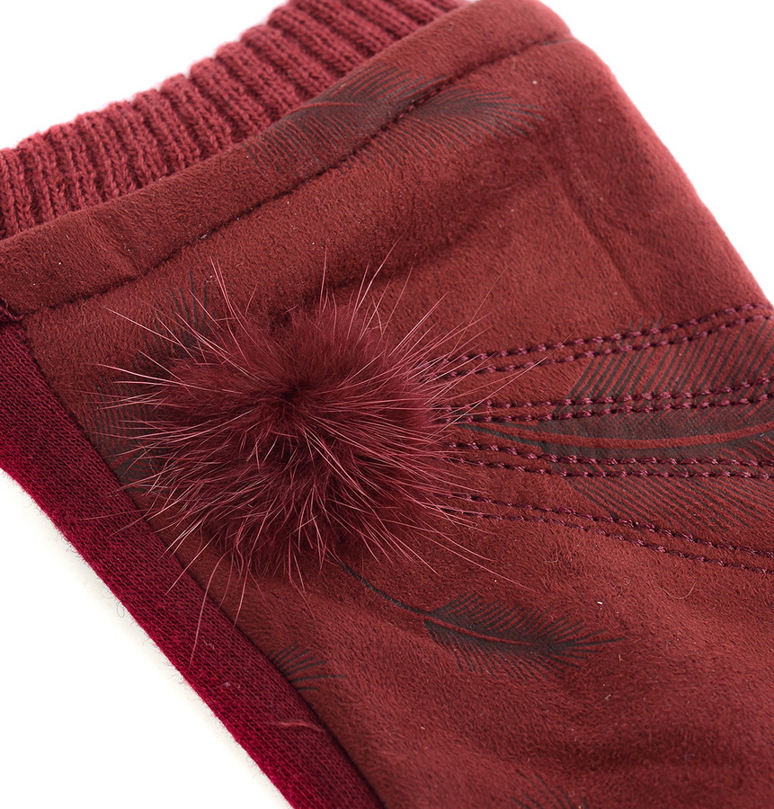 женские перчатки трикотажные утеплённые на флисе nuanzhibao