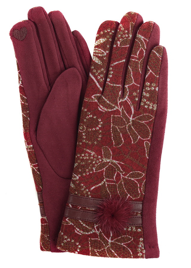 женские перчатки с рисунком утеплённые трикотаж / флис 