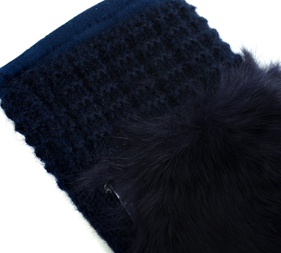 женские перчатки двойные с натуральным мехом кролик трикотаж / флис 