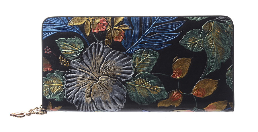 женский кошелек натуральная кожа с тиснением корея