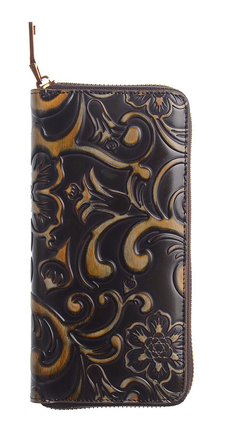 женский кошелек натуральная кожа с тиснением узоры корея