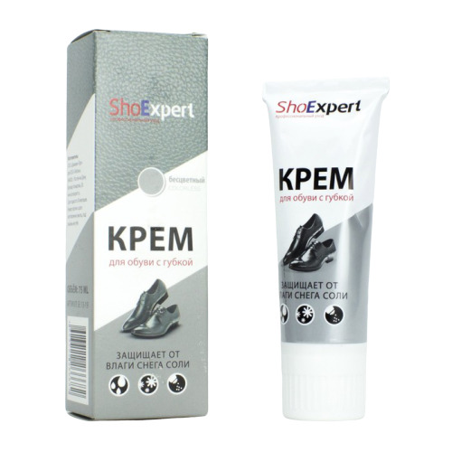 shoexpert крем-туба с губкой бесцветный 75 мл россия