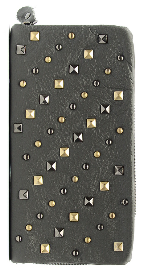 женский кошелек натуральная кожа серый корея