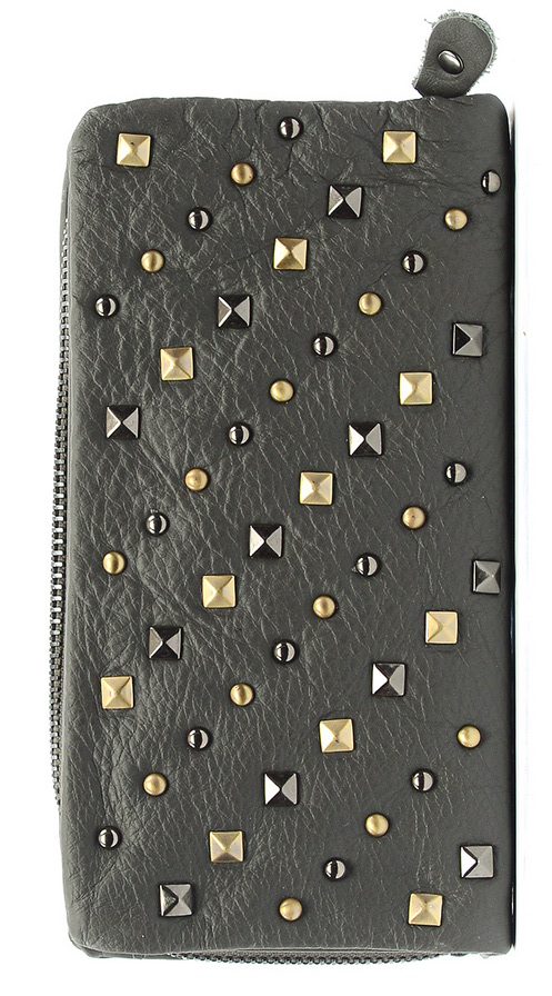 женский кошелек натуральная кожа серый корея