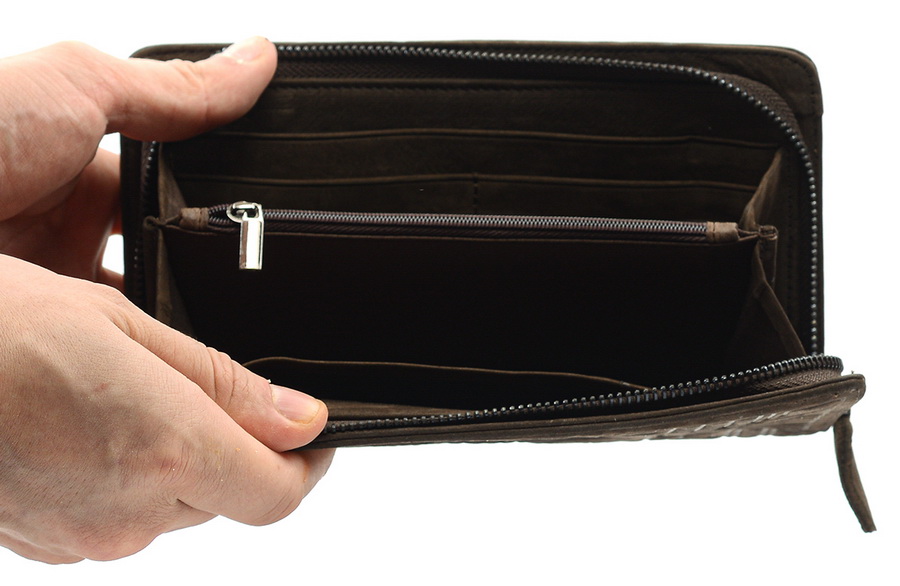 женский кошелек натуральная кожа орнамент коричневый корея