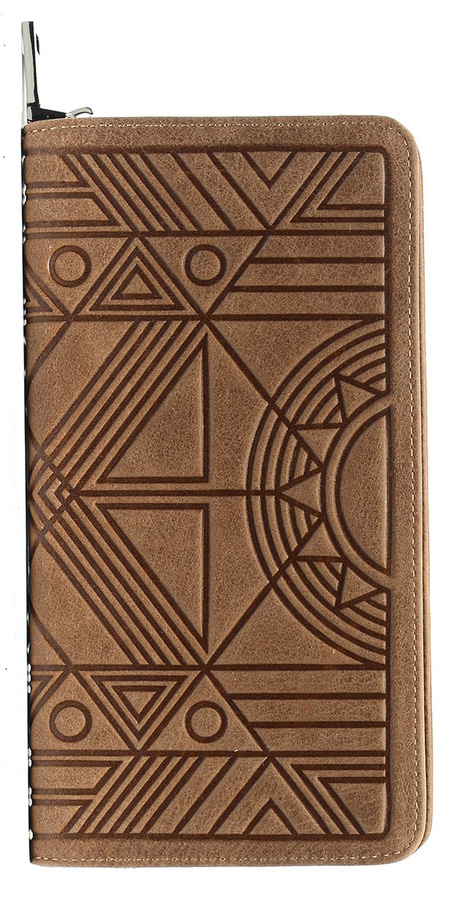 женский кошелек натуральная кожа орнамент бежевый корея