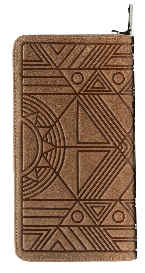 женский кошелек натуральная кожа орнамент бежевый корея