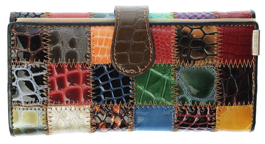 женский кошелек лаковый пэчворк  натуральная кожа тайвань