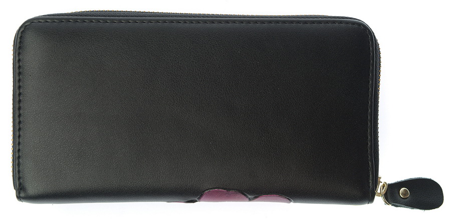 женский кошелек натуральная кожа с тиснением хризантема  корея