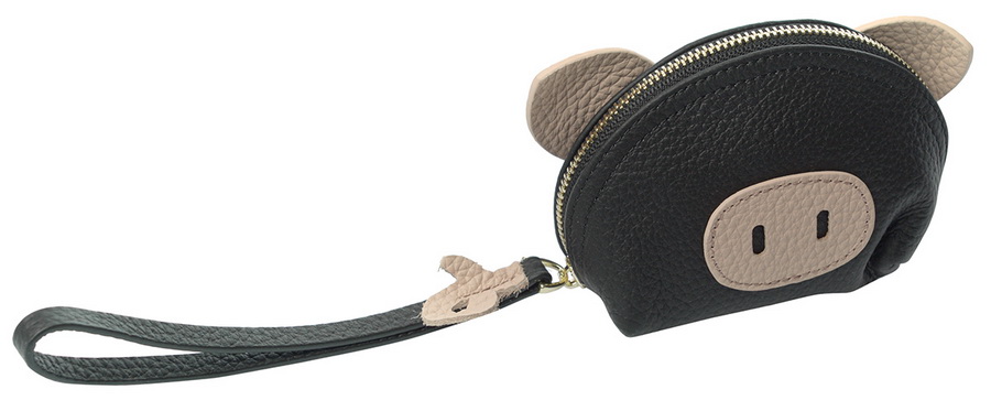 женский кошелек - мини-сумочка для мелочи свинка натуральная кожа тайвань