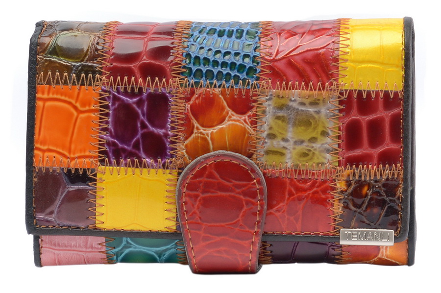 женский кошелек пэчворк  натуральная кожа тайвань