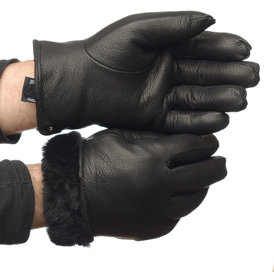 мужские перчатки кожа оленя / натуральный мех (мутон) 