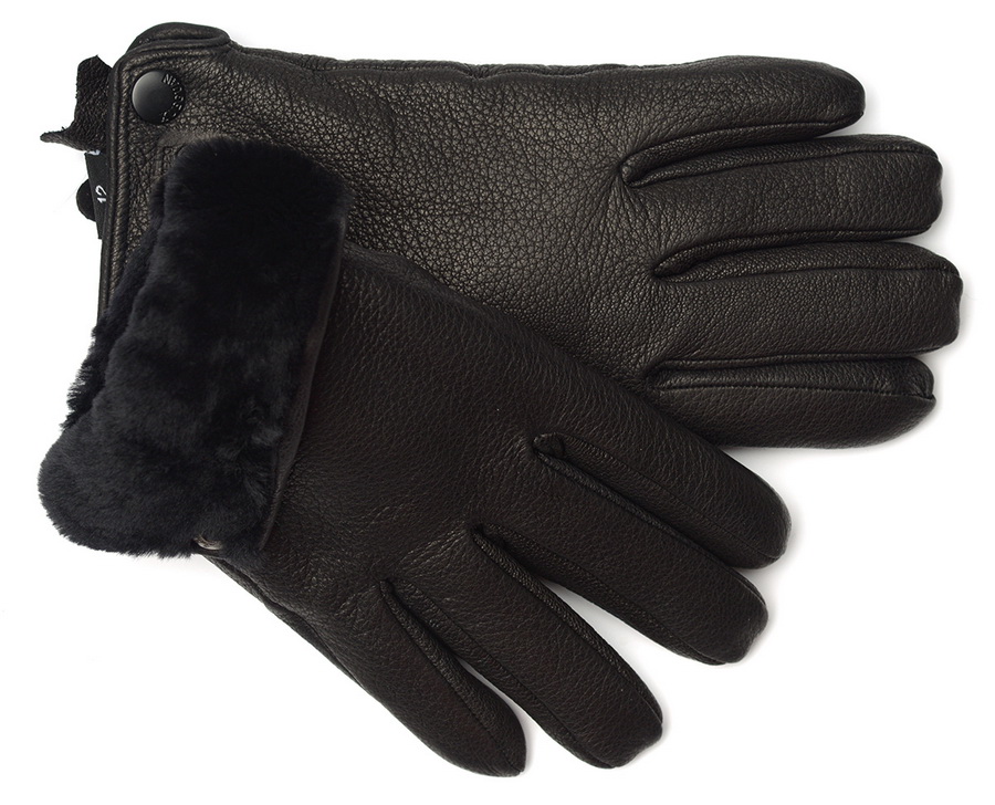 мужские перчатки кожа оленя / натуральный мех (мутон) 