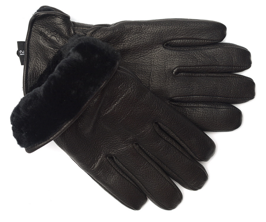 мужские перчатки кожа оленя / натуральный мех (мутон) 