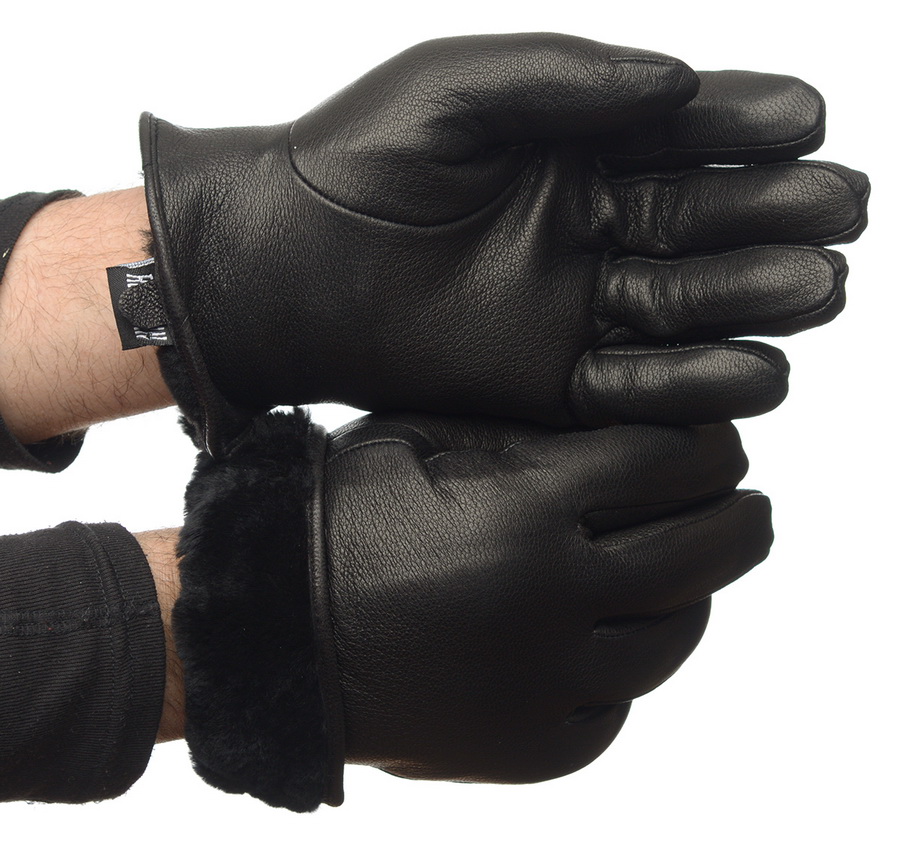 мужские перчатки кожа оленя / натуральный мех (мутон) 