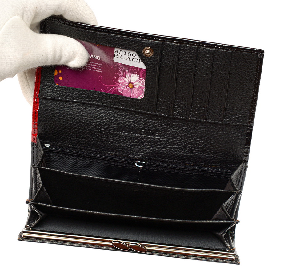 женский кошелек лаковый натуральная кожа тайвань