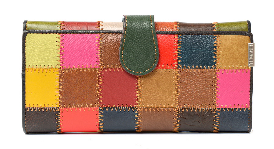 женский кошелек пэчворк  натуральная кожа тайвань