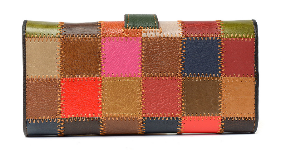 женский кошелек пэчворк  натуральная кожа тайвань