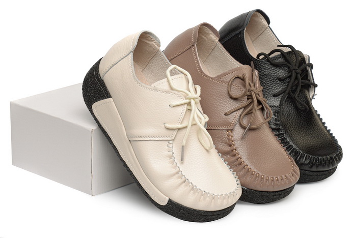 женские мокасины на шнурке натуральная кожа binifoot/bnf тайвань