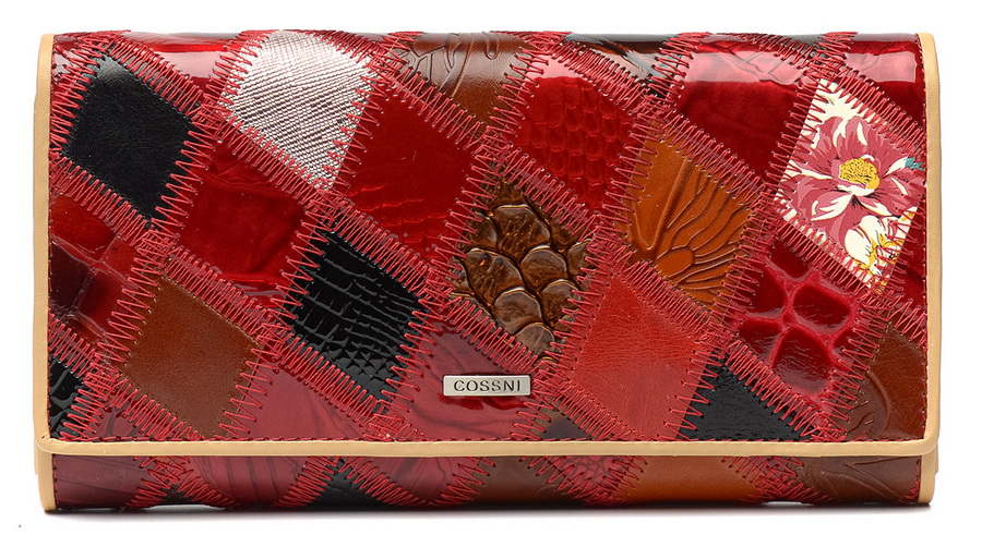 женский кошелек лаковый пэчворк  натуральная кожа тайвань