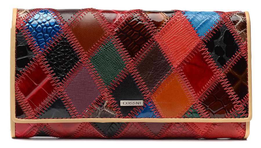 женский кошелек лаковый пэчворк  натуральная кожа тайвань