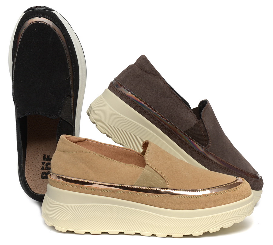 женские мокасины на танкетке натуральная кожа (замша) bnf тайвань