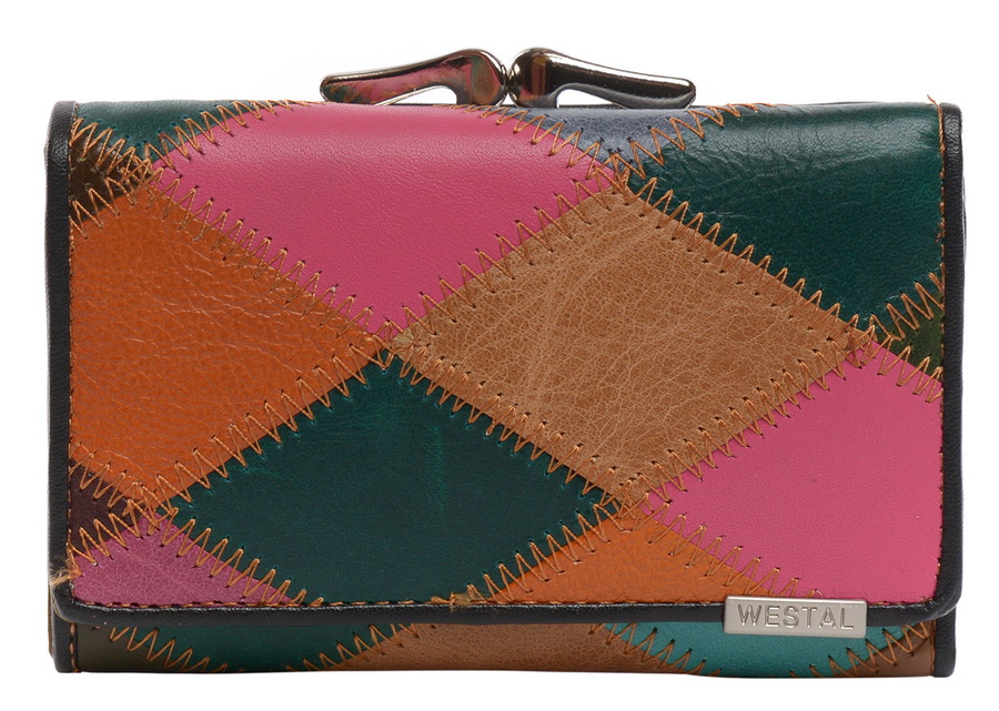 женский кошелек лаковый ромбы пэчворк  натуральная кожа тайвань