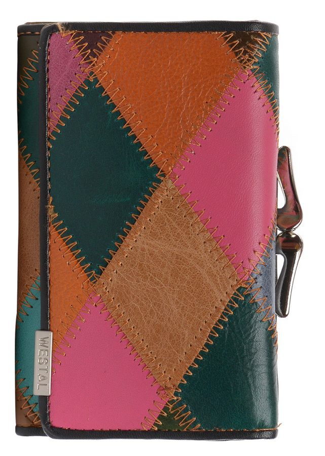 женский кошелек лаковый ромбы пэчворк  натуральная кожа тайвань