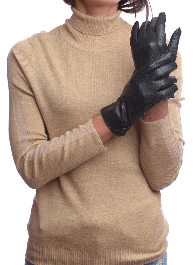 женские перчатки овечья кожа / шелк 