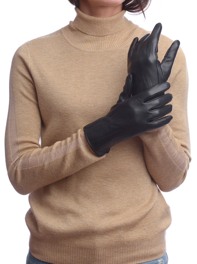 женские перчатки овечья кожа / шелк 