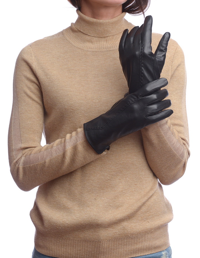 женские перчатки овечья кожа / шелк 