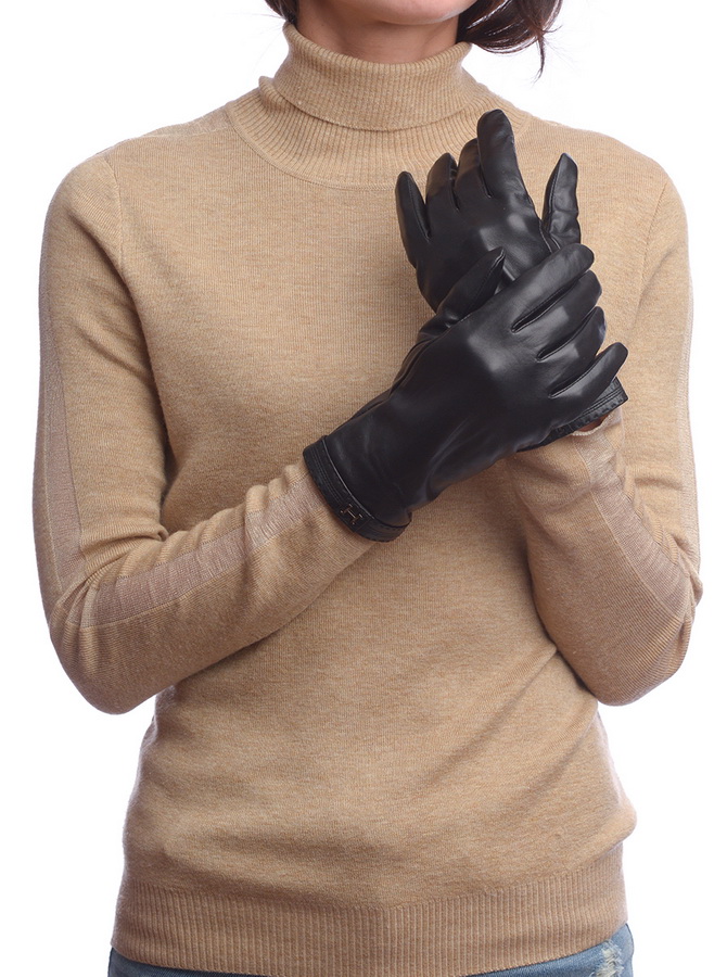 женские перчатки овечья кожа / шелк 