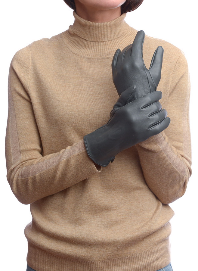 женские перчатки овечья кожа / шелк 