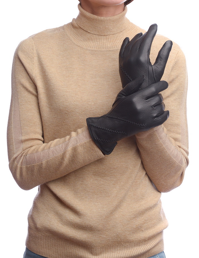 женские перчатки кожа оленя / шерсть 