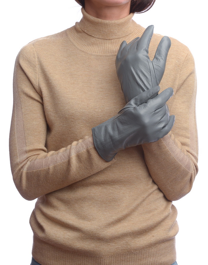 женские перчатки овечья кожа / флис 