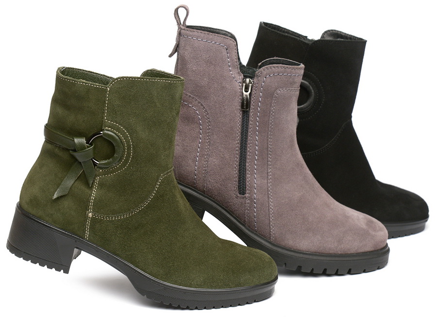 женские полусапоги натур кожа (велюр)/ шерсть росвест россия