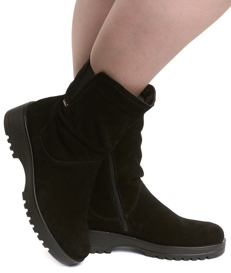 женские полусапоги натуральная кожа (велюр)  / шерсть марко беларусь