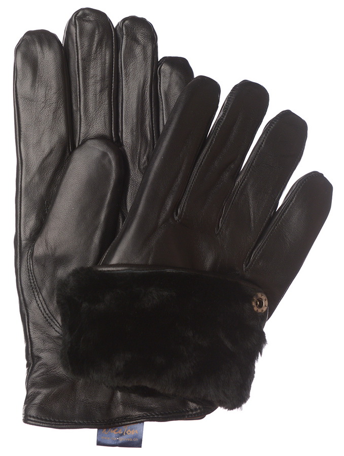 мужские перчатки кожа / натуральный мех (мутон) 