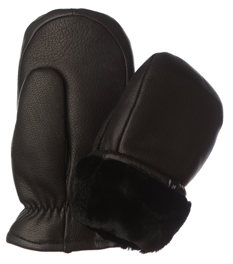 варежки мужские натуральная кожа / натуральный мех (мутон) 