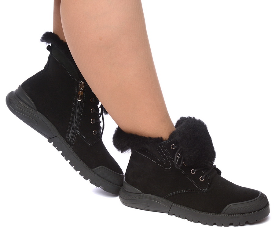 женские ботинки натуральная кожа (велюр) натуральный мех gugu германия