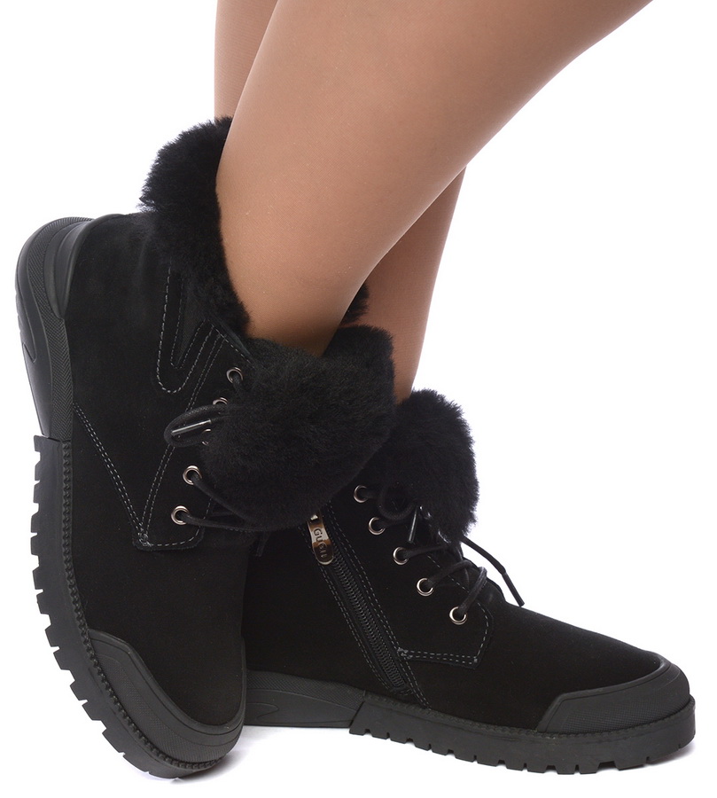 женские ботинки натуральная кожа (велюр) натуральный мех gugu германия